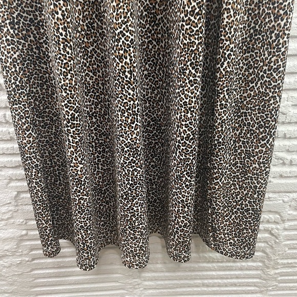 Banana Republic Long Sleeve Midi Dress Leopard Print Stretch Knit Front Slit S - Picture 7 of 16